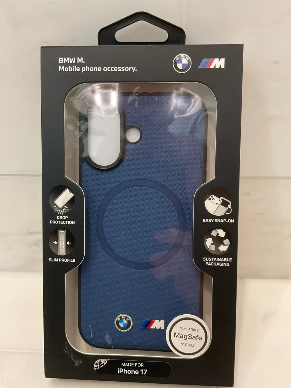 NIB BMW “M” Apple iPhone 17 Polycarbonate Phone Case - MATTE TEXTURED BLUE